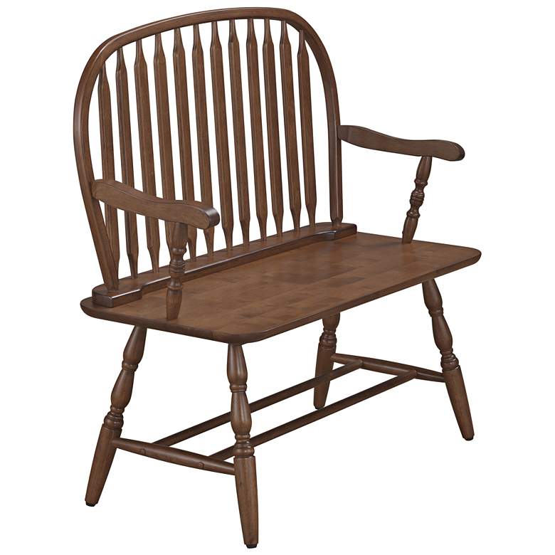 Image 2 Windsor Bench 44" Wide with Elm Wood Arms and Back more views