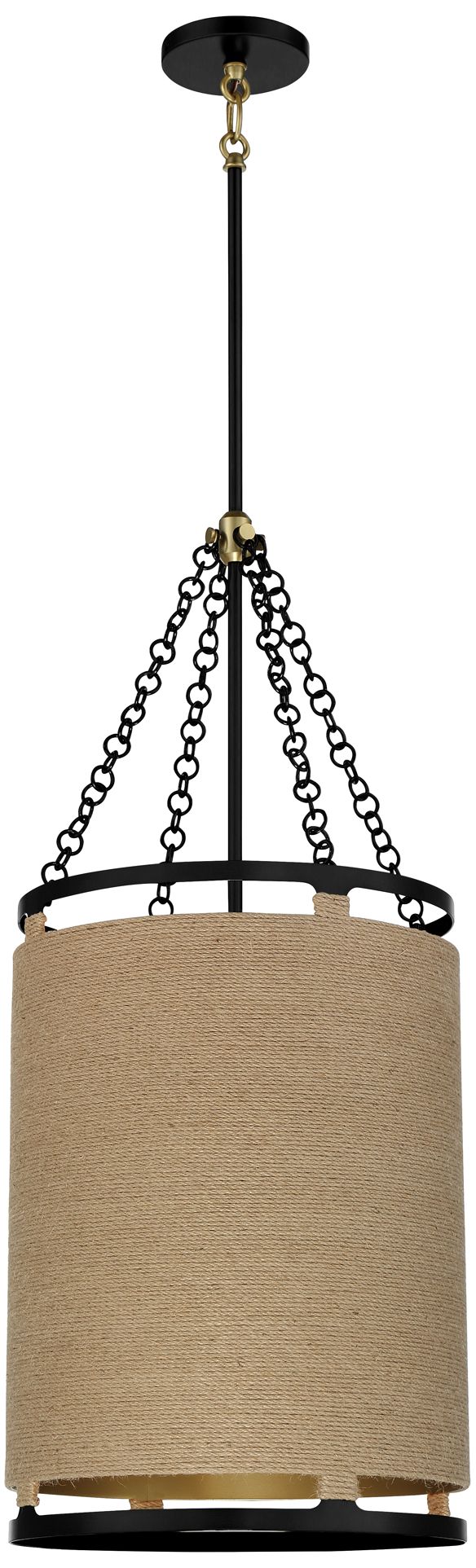 Windward Passage 14 1/2" Soft Brass And Coal 4-Light Pendant Light