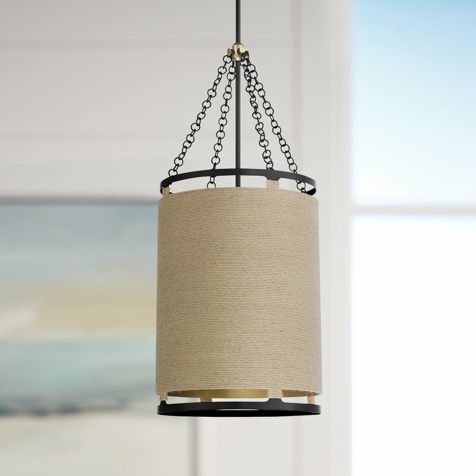 Image Windward Passage 14 1/2" Soft Brass And Coal 4-Light Pendant Light