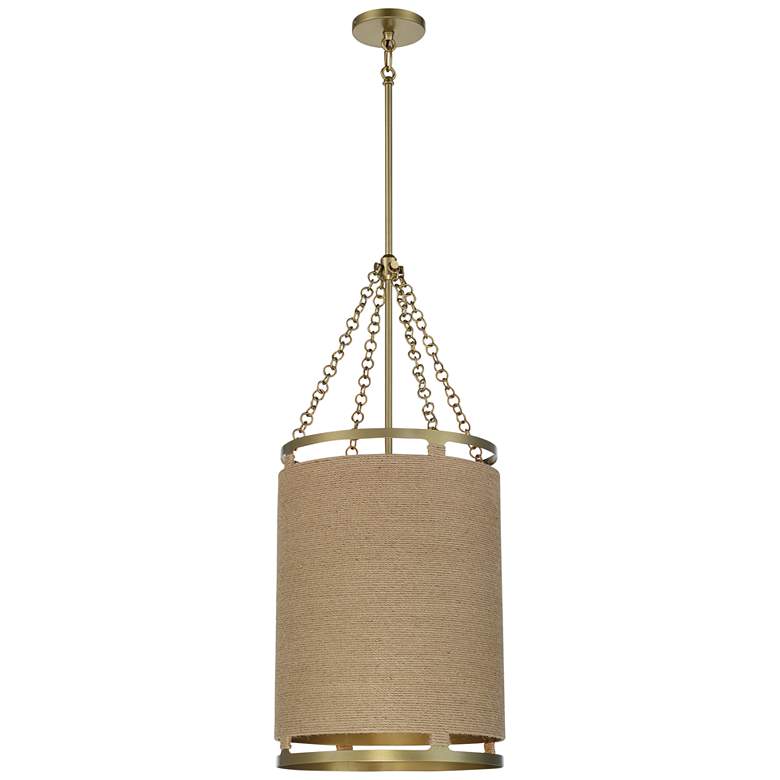 Image 2 Windward Passage 14 1/2" Wide Brass and Natural Rope 4-Light Pendant