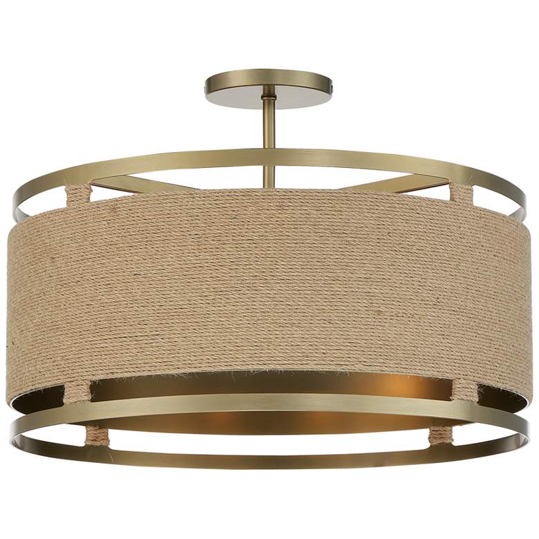 Image 2 Windward Passage 20 1/2 Wide Soft Brass and Natural Rope Ceiling Light