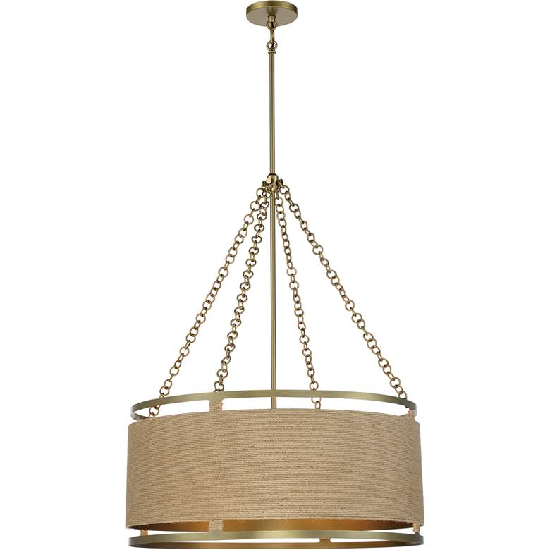Image 2 Windward Passage 26 1/2 inch Wide Brass and Natural Rope 6-Light Pendant