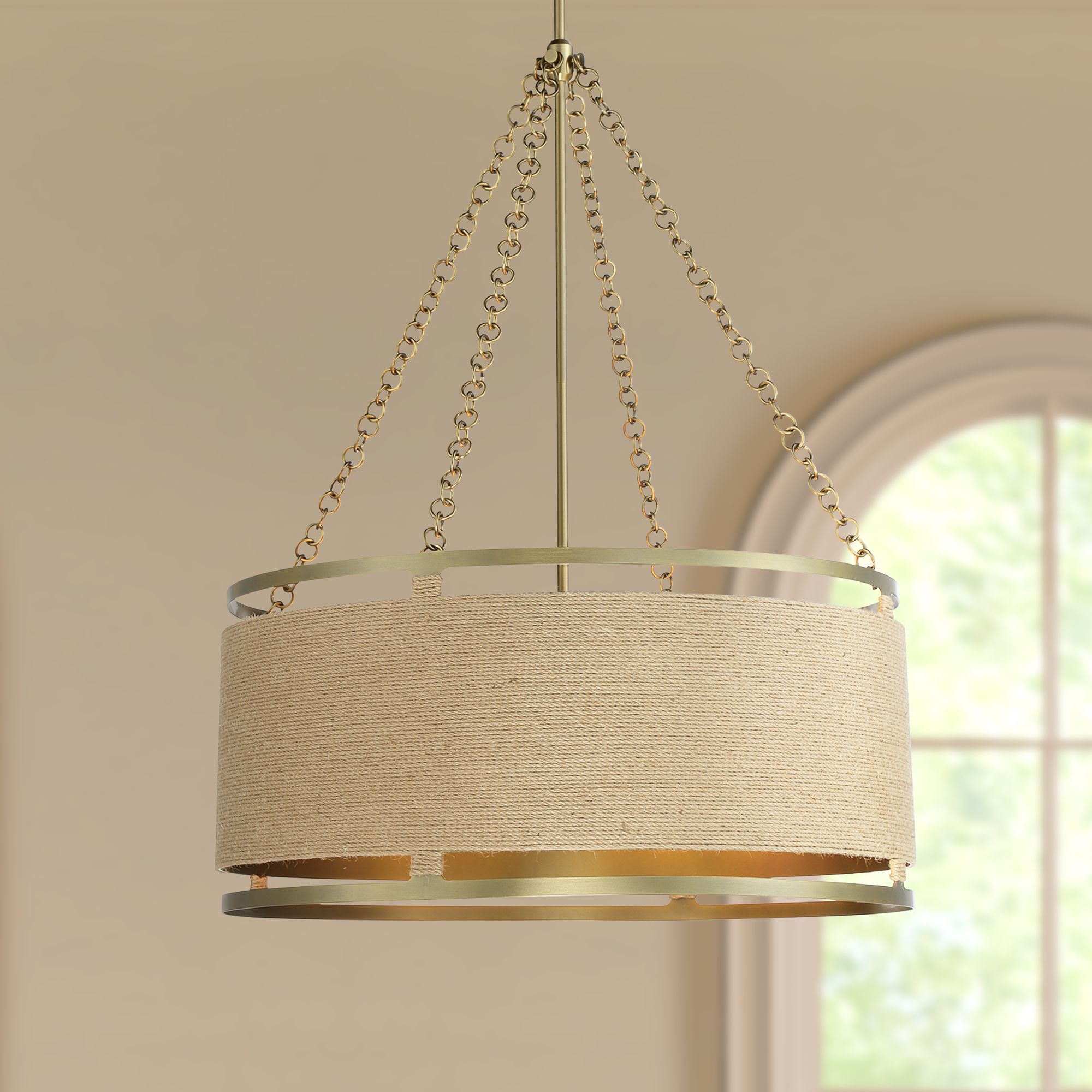 rope and brass pendant lamp