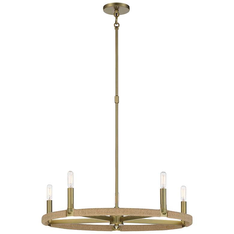 Image 2 Windward Passage 26 3/4 inch Wide Brass Natural Rope 5-Light Chandelier