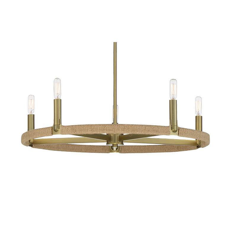 Image 3 Windward Passage 26 3/4 inch Wide Brass Natural Rope 5-Light Chandelier more views