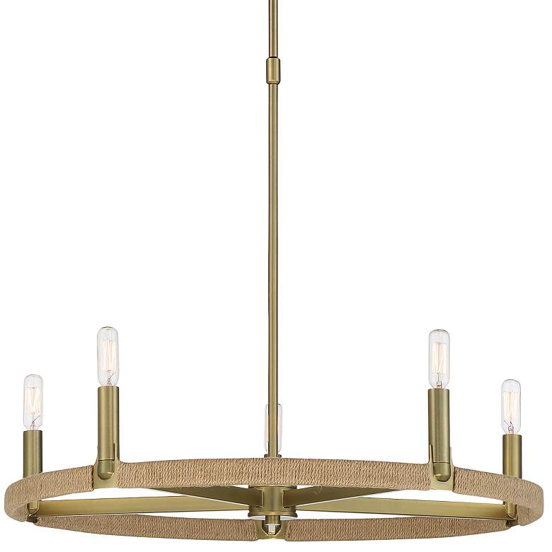 Image 4 Windward Passage 26 3/4 inch Wide Brass Natural Rope 5-Light Chandelier more views