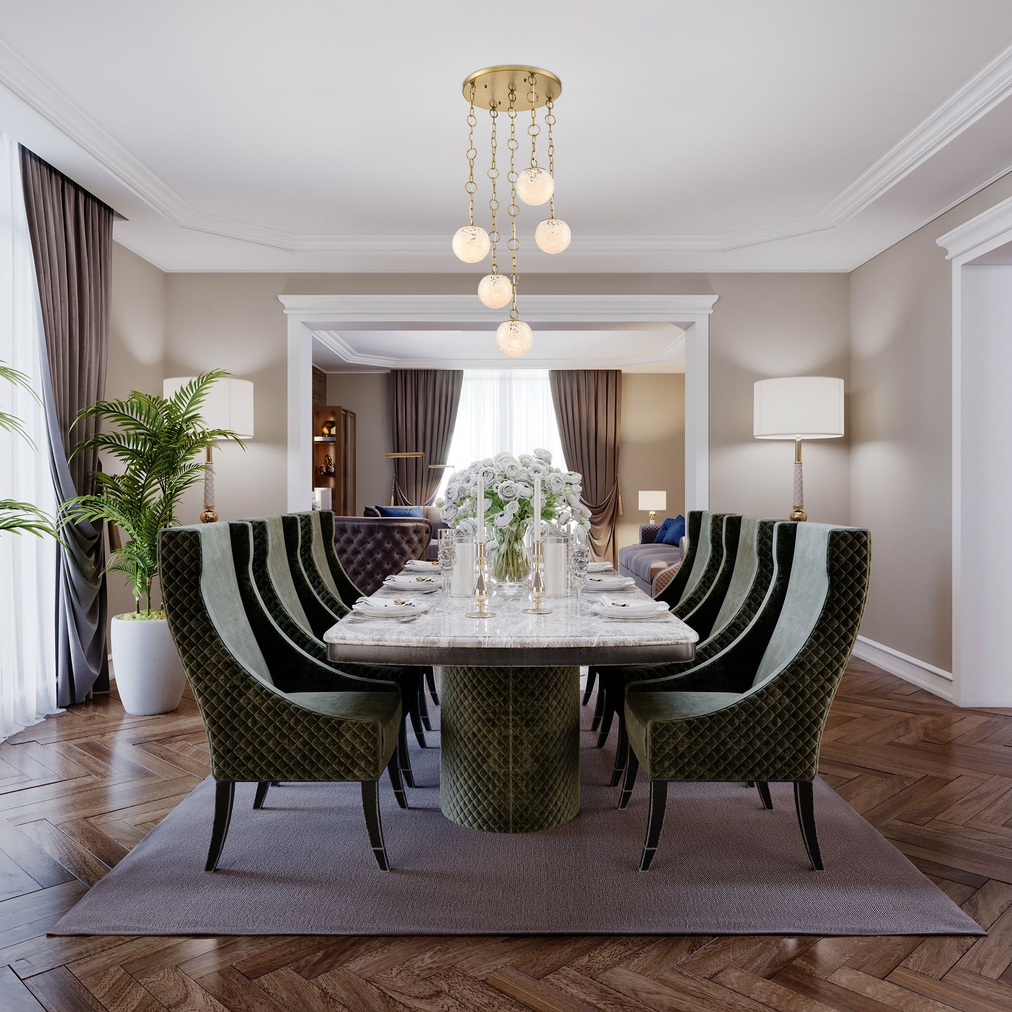 Image 7 Wine Flower 5-Light Brushed Gold Glam Statement Chandelier more views