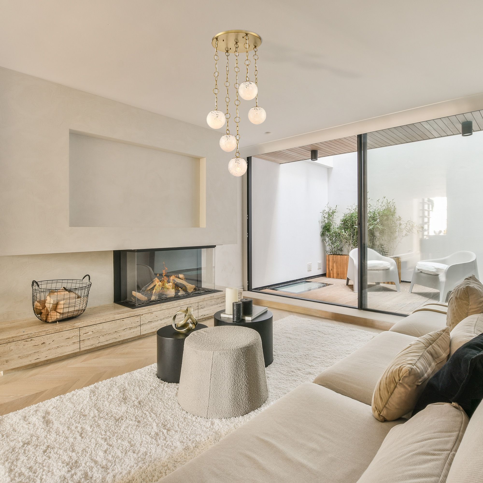 Wine Flower 5-Light Brushed Gold Glam Statement Chandelier