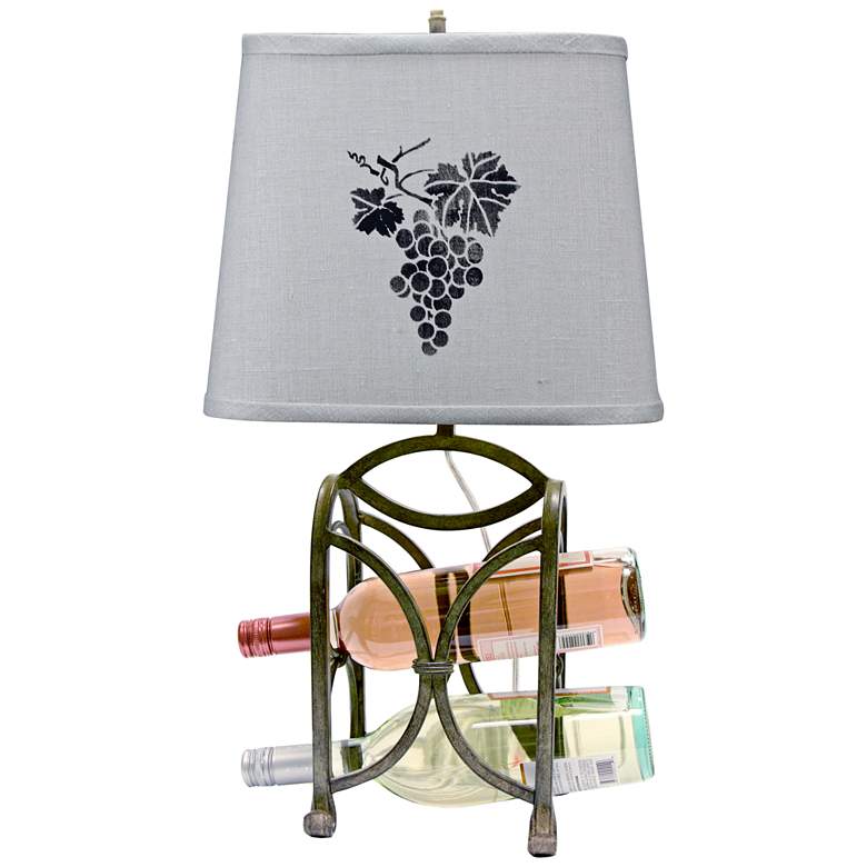 Image 1 Wine Rack Dark Gray Metal Accent Table Lamp