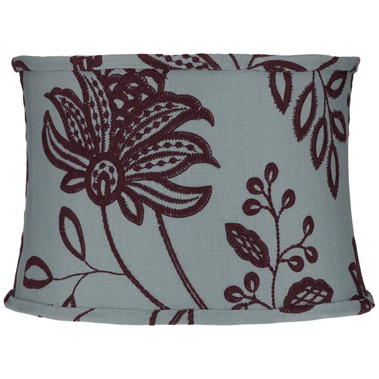 Image 1 Wine Stitch Flowers Blue Drum Lamp Shade 15x16x11 (Spider)