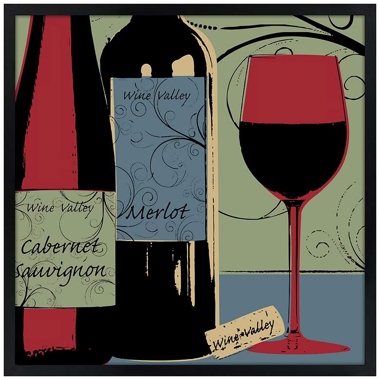 Image 1 Wine Tasting 21" Square Black Giclee Wall Art
