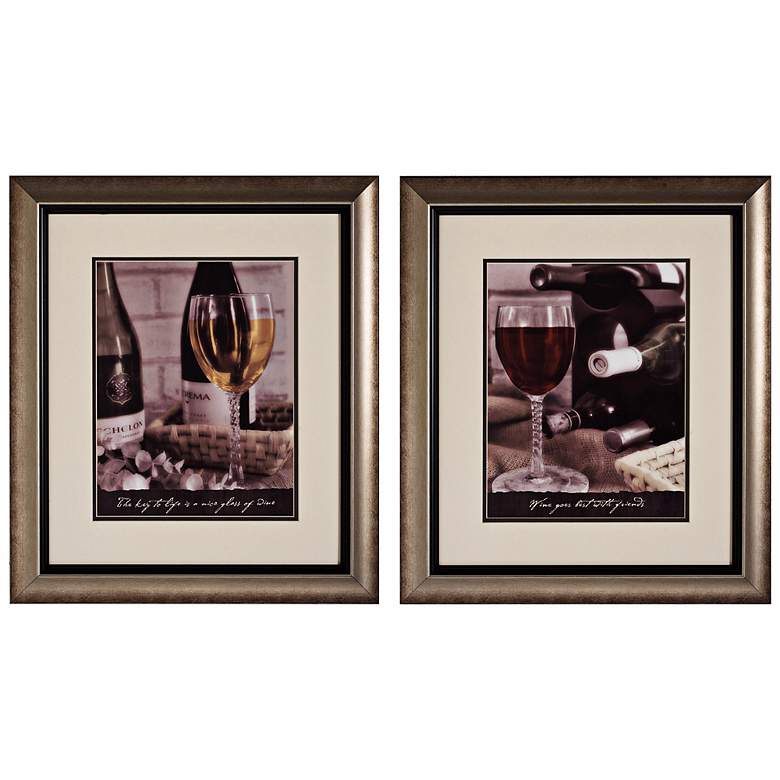 Image 1 Wine Tasting I and II 23" High Framed Wine Wall Art Set of 2