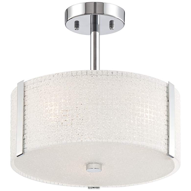 Image 1 Winfall 13 inch Wide White Glass and Chrome Ceiling Light
