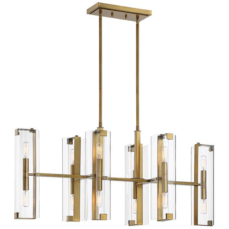 Image 4 Winfield 12-Light Linear Chandelier in Warm Brass more views