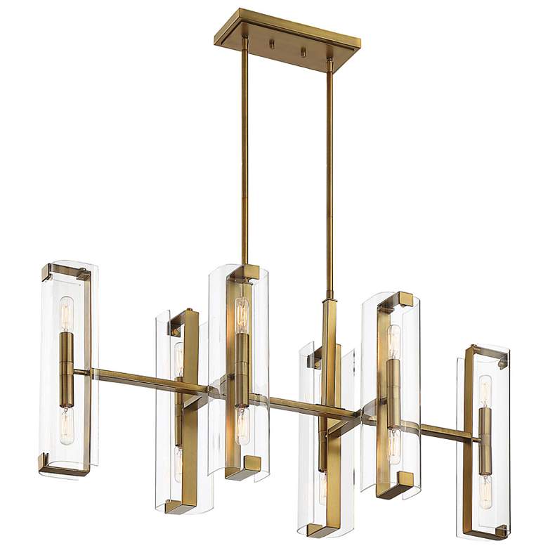 Image 5 Winfield 12-Light Linear Chandelier in Warm Brass more views