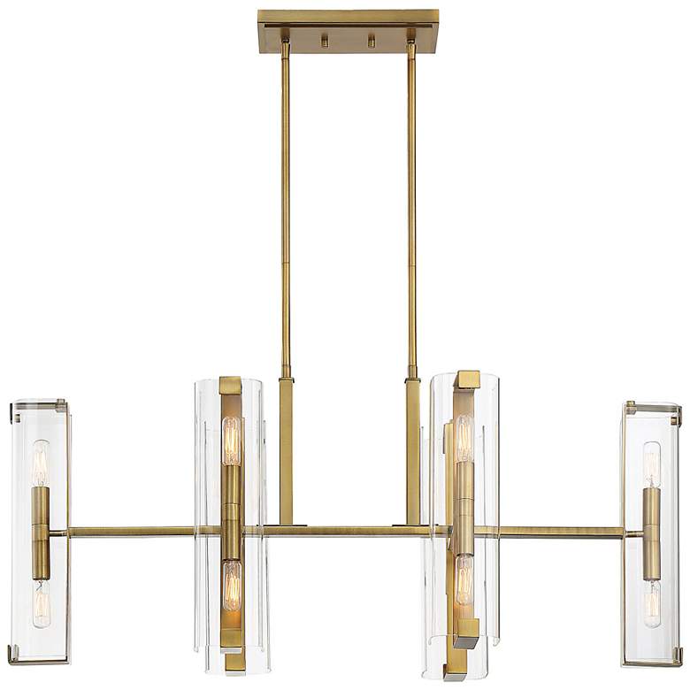 Image 6 Winfield 12-Light Linear Chandelier in Warm Brass more views