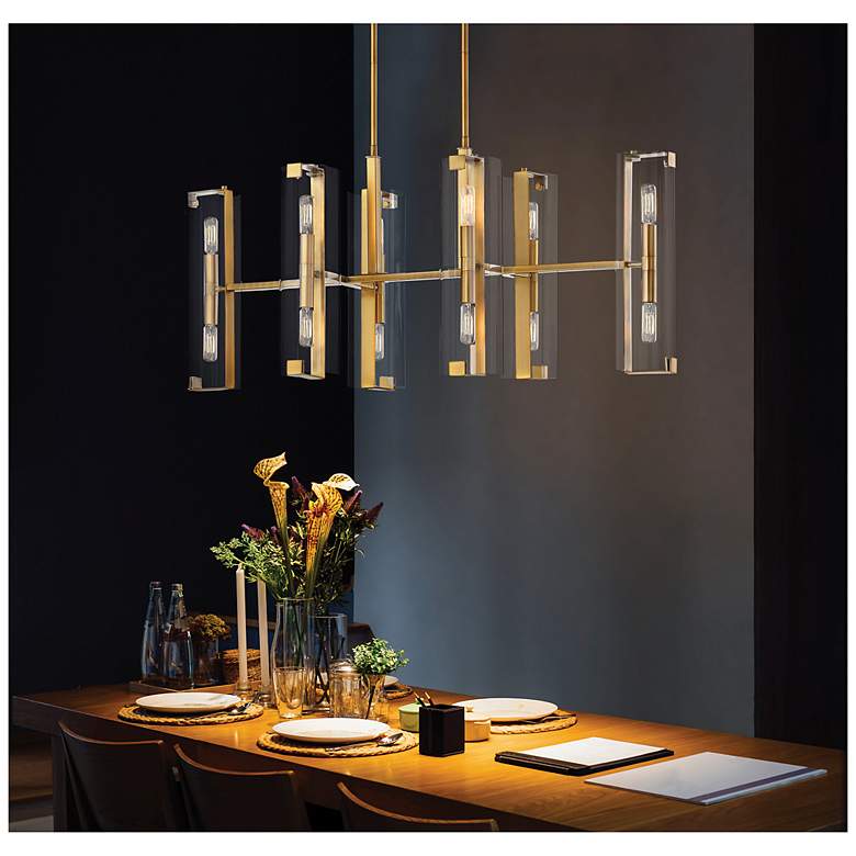 Image 7 Winfield 12-Light Linear Chandelier in Warm Brass more views