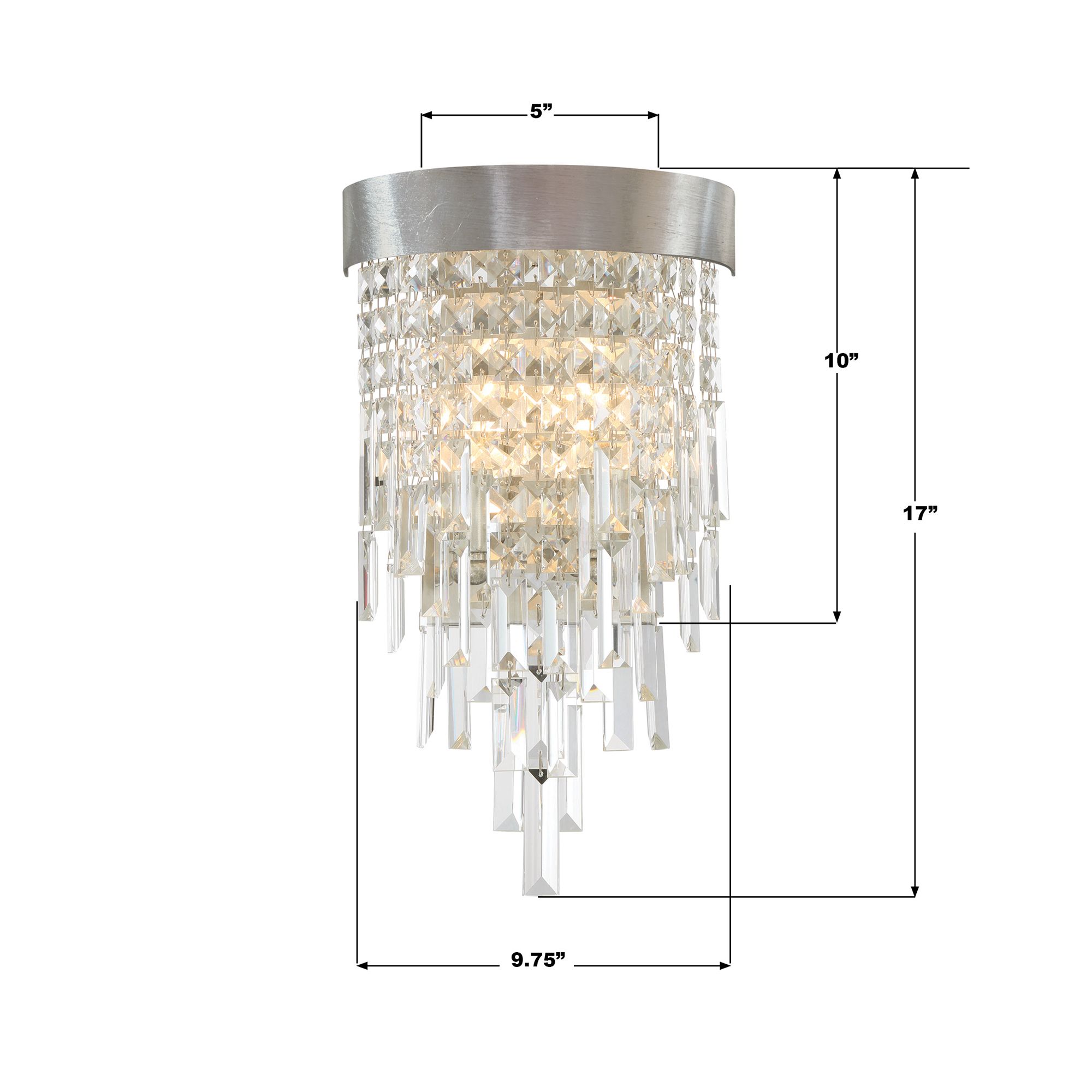 Winfield 17" High Antique Silver and Crystal Wall Sconce