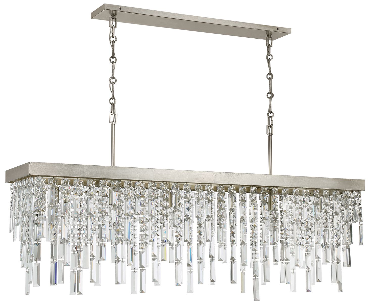 Thumbnail2 of Winfield 49"W Antique Silver and Crystal Linear Chandelier more views