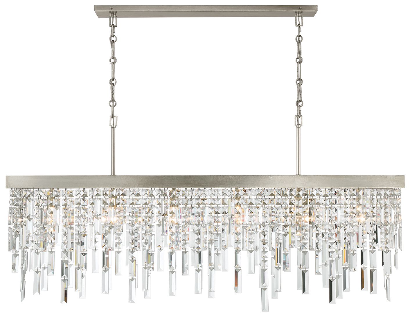 Thumbnail3 of Winfield 49"W Antique Silver and Crystal Linear Chandelier more views