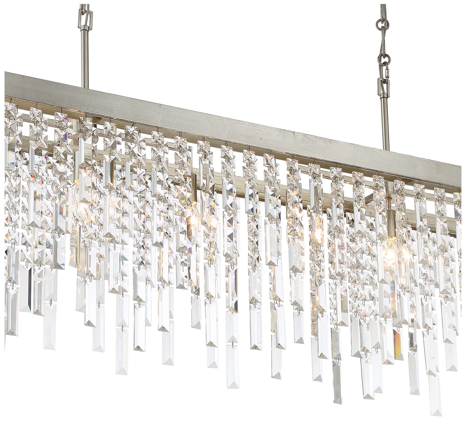 Winfield 49"W Antique Silver and Crystal Linear Chandelier