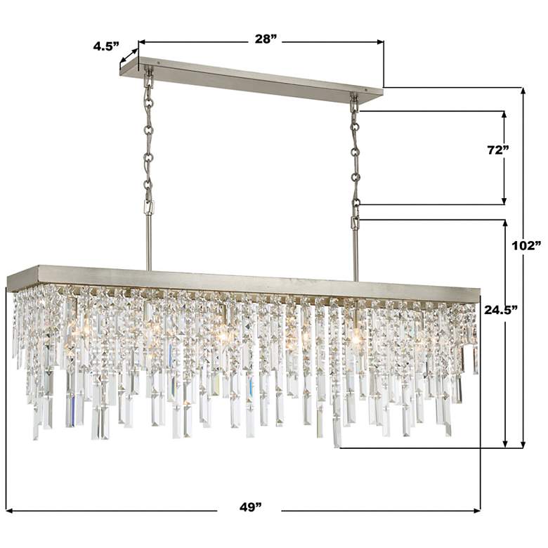 Image 7 Winfield 6 Light Antique Silver Linear Chandelier more views