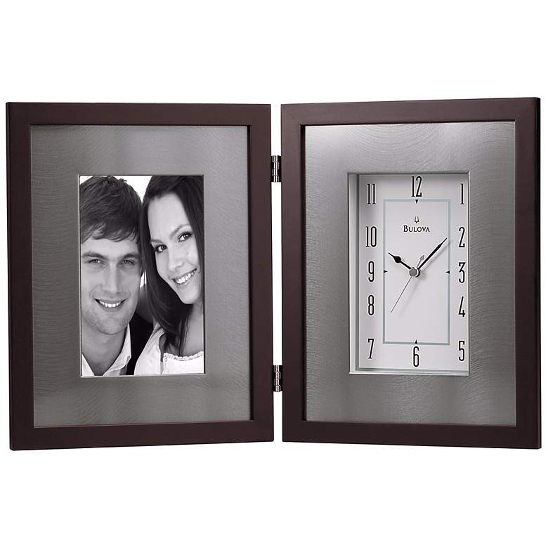 Image 1 Winfield Espresso Brown 15" Wide Picture Frame Table Clock