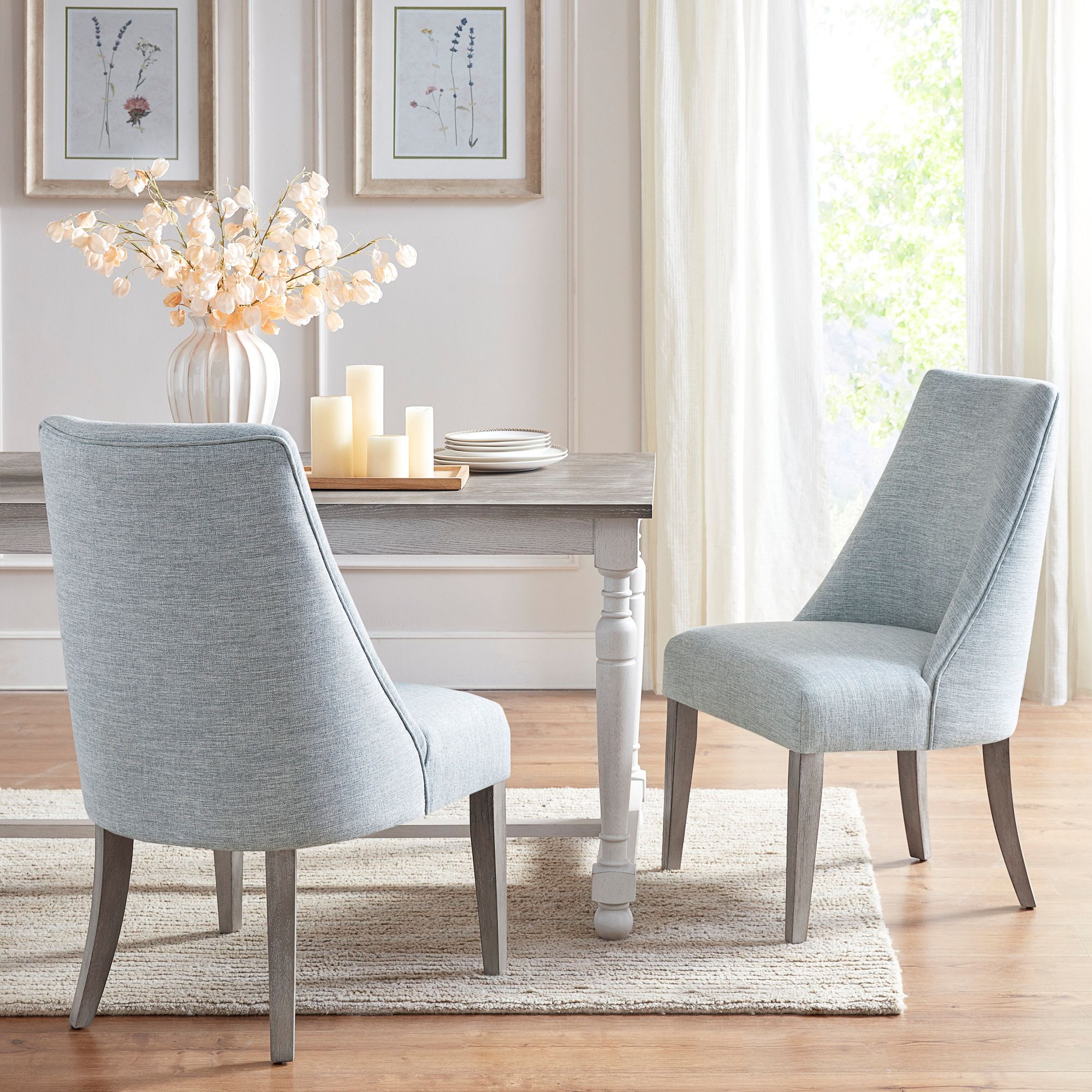 Winfield Light Blue Fabric Dining Chairs Set of 2 484E5 Lamps Plus