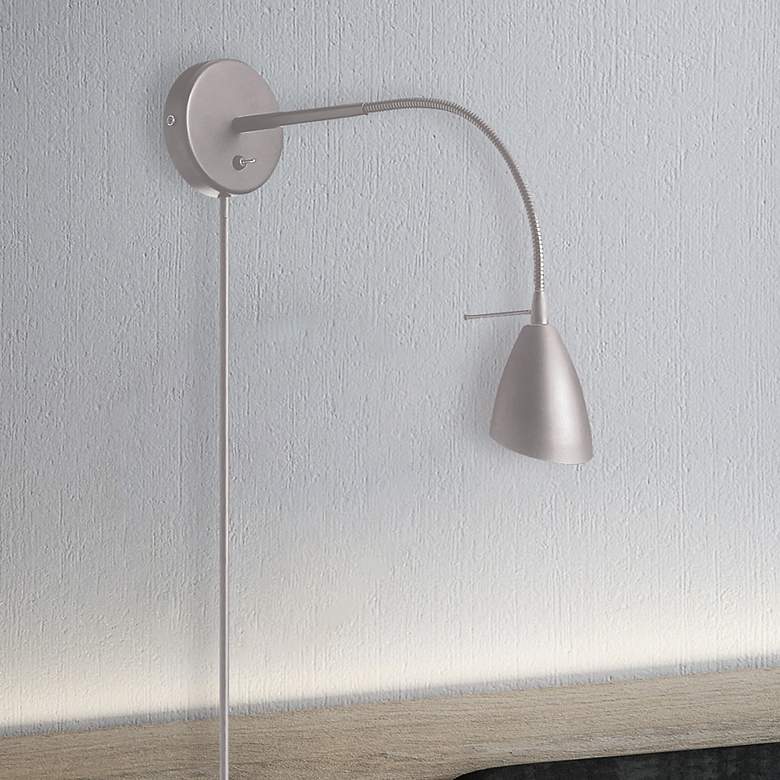 Image 1 Winford 5" High Satin Chrome Wall Mounted Reading Lamp