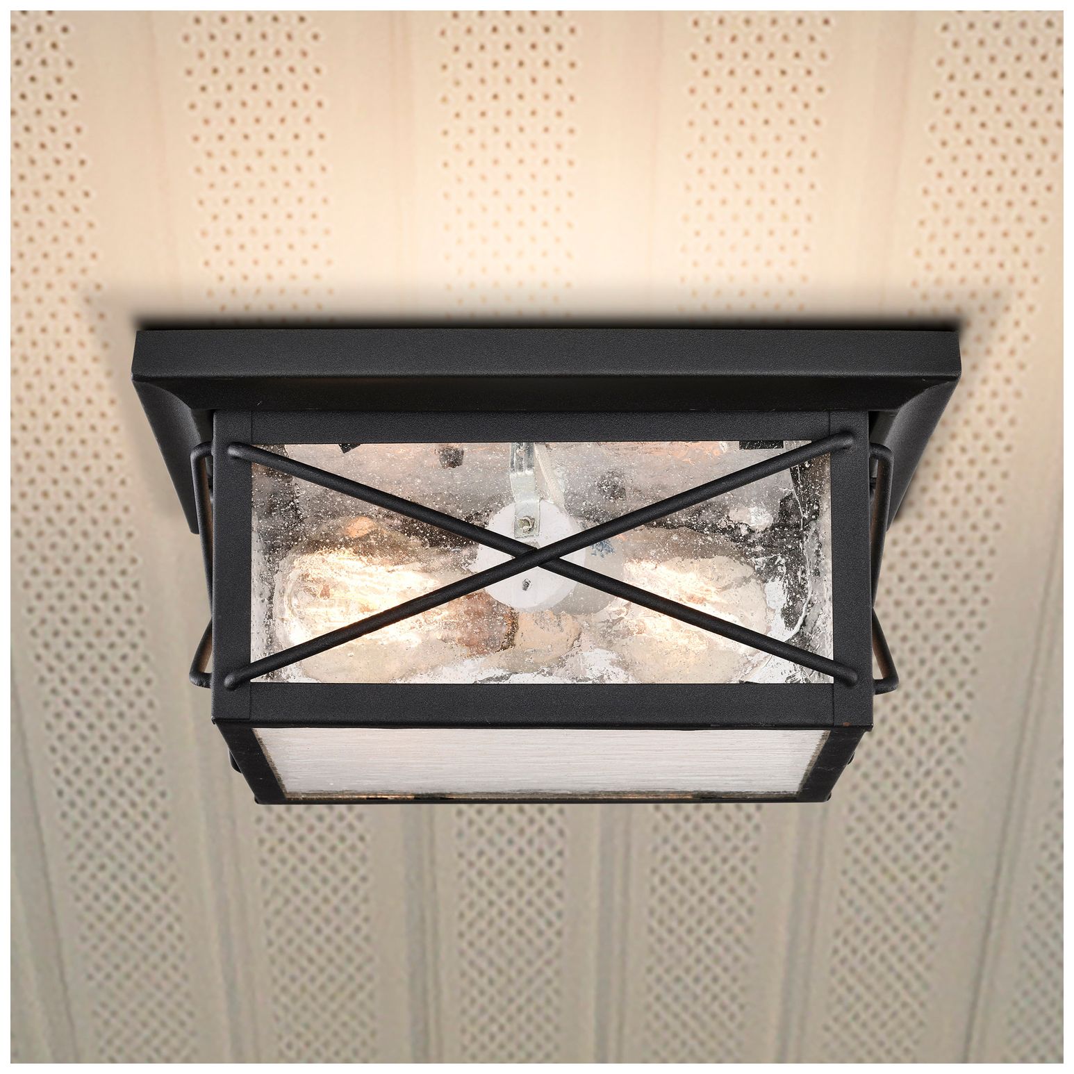 Thumbnail1 of Wingate; 2 light; Outdoor Flush Fixture with Clear Seed Glass