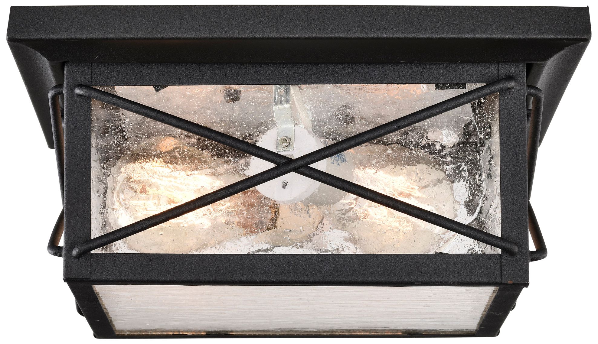 Wingate; 2 light; Outdoor Flush Fixture with Clear Seed Glass