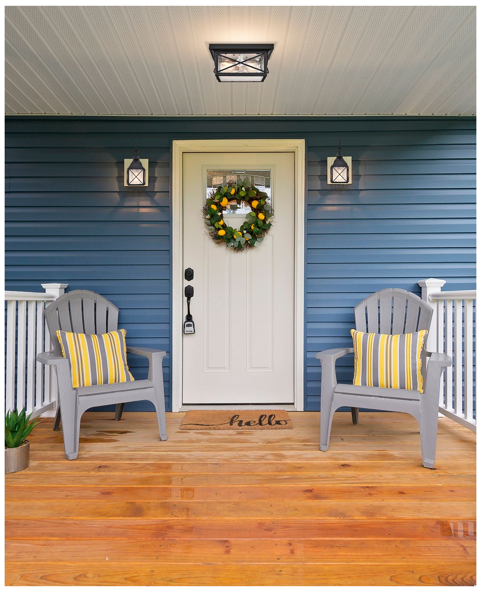 Wingate; 2 light; Outdoor Flush Fixture with Clear Seed Glass