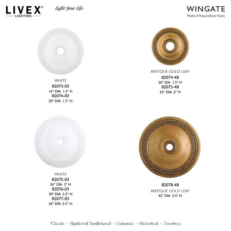 Image 7 Wingate 30" Wide White Round Ceiling Medallion more views