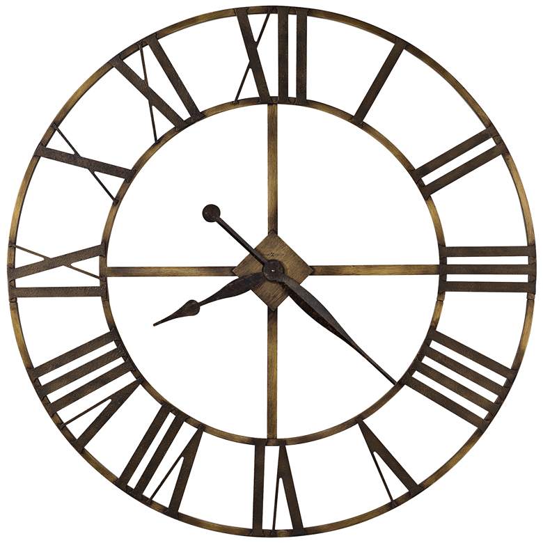 Image 1 Wingate 49" Wide Antique Brass Large Clock by Howard Miller