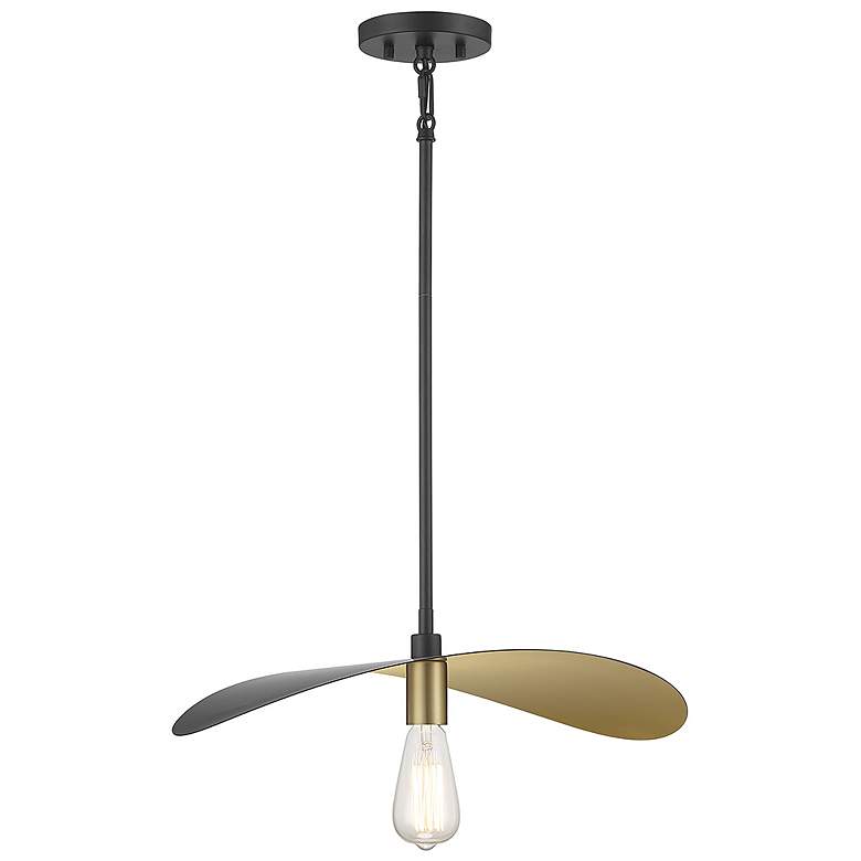 Image 1 Winger 20 inch Wide Matte Black Painted Gold Pendant Light