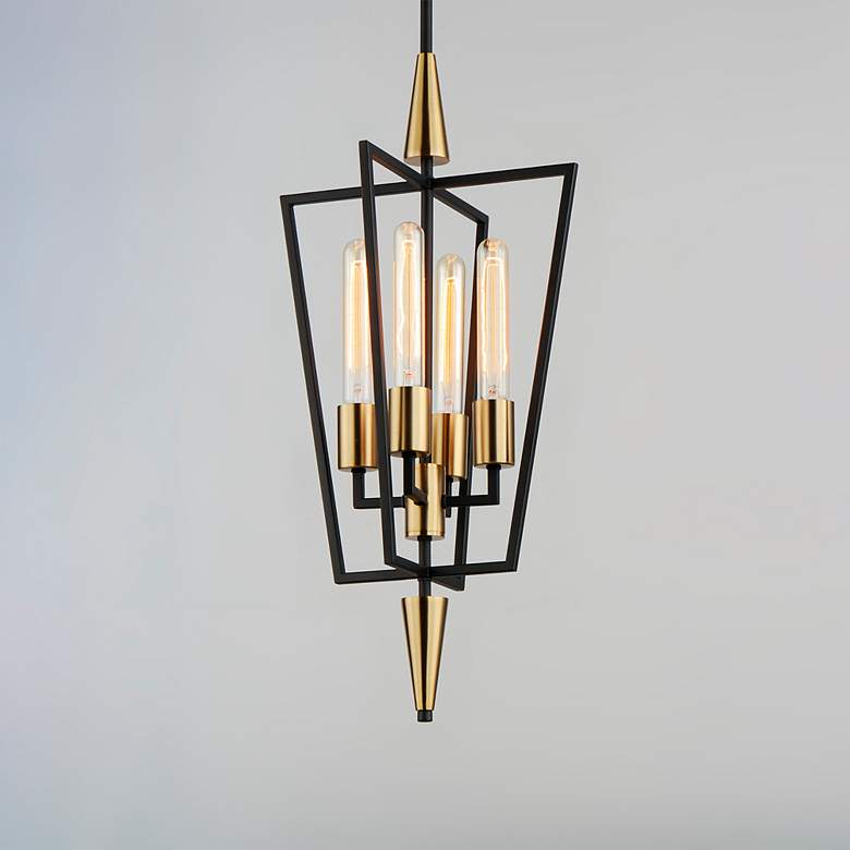Image 2 Wings 12" Wide Black and Satin Brass 4-Light Mini Pendant more views