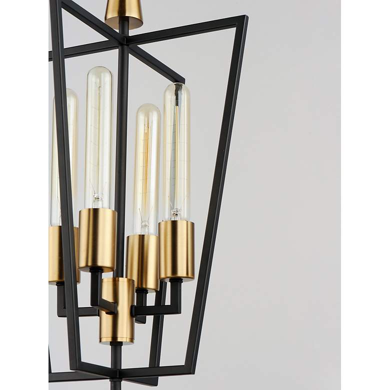 Image 3 Wings 12" Wide Black and Satin Brass 4-Light Mini Pendant more views