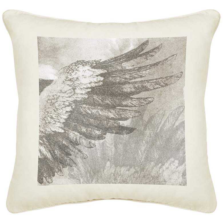 Image 1 Wings Right Cream Canvas 18 inch Square Pillow
