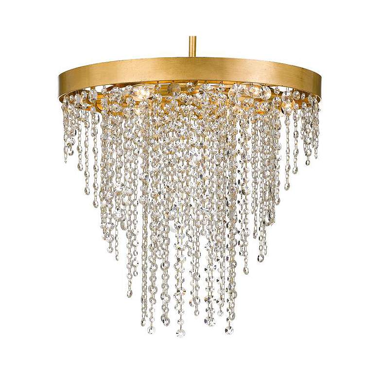 Winham 24&quot; Wide Antique Gold and Crystal 6-Light Chandelier