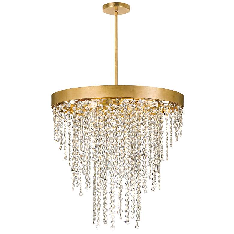 Image 1 Winham 24 inch Wide Antique Gold and Crystal 6-Light Chandelier