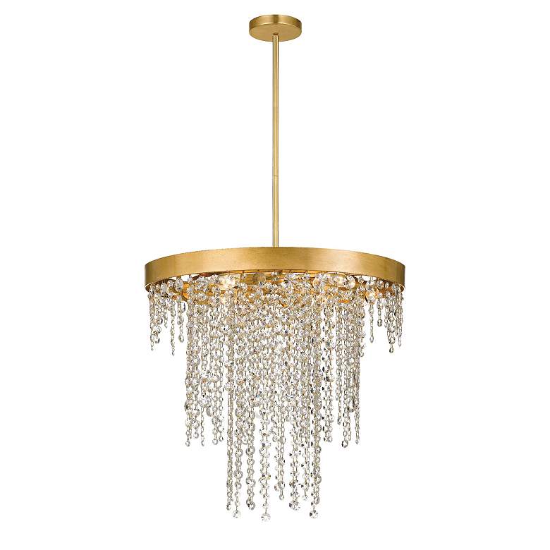 Image 2 Winham 24" Wide Antique Gold and Crystal 6-Light Chandelier more views
