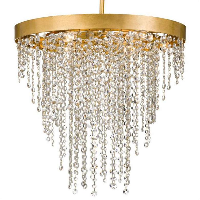 Image 3 Winham 24" Wide Antique Gold and Crystal 6-Light Chandelier more views