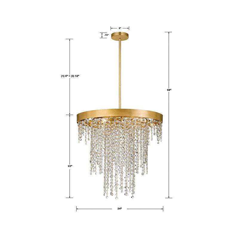 Image 7 Winham 24" Wide Antique Gold and Crystal 6-Light Chandelier more views
