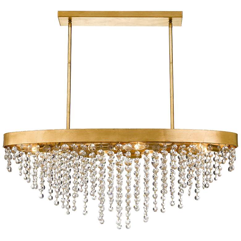 Image 2 Winham 36 inchW Gold and Crystal Kitchen Island Light Chandelier