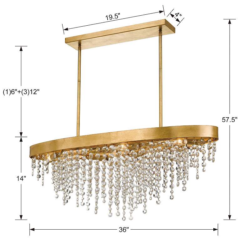 Image 6 Winham 36"W Gold and Crystal Kitchen Island Light Chandelier more views
