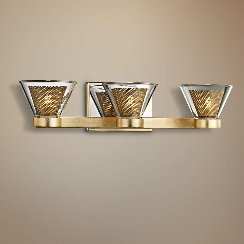 Image 1 Wink 20" Wide Gold Leaf and Chrome 3-Light LED Bath Light