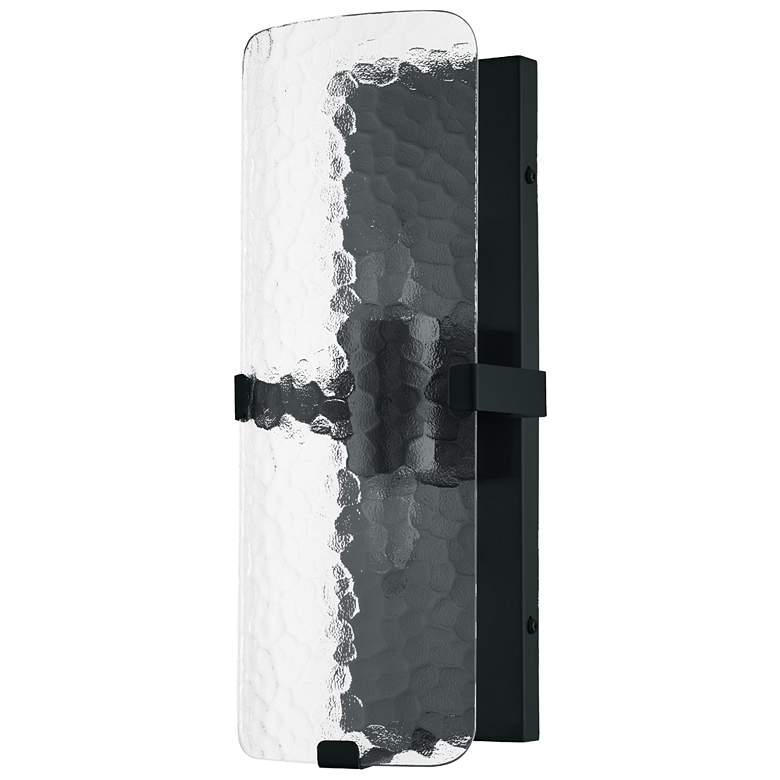 Image 1 Winnie 15.75" High 2-Light Black Finish Wall Sconce w/ Clear Pattern Shade
