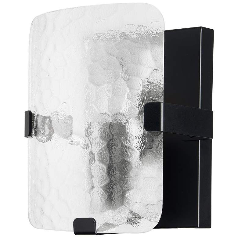 Image 1 Winnie 8" High Matte Black Finish Wall Sconce w/ Clear Pattern Shade