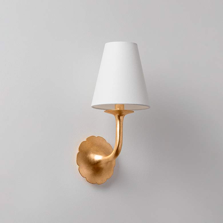 Image 3 Winnipeg 14 3/4" High Vintage Gold Leaf Wall Sconce more views