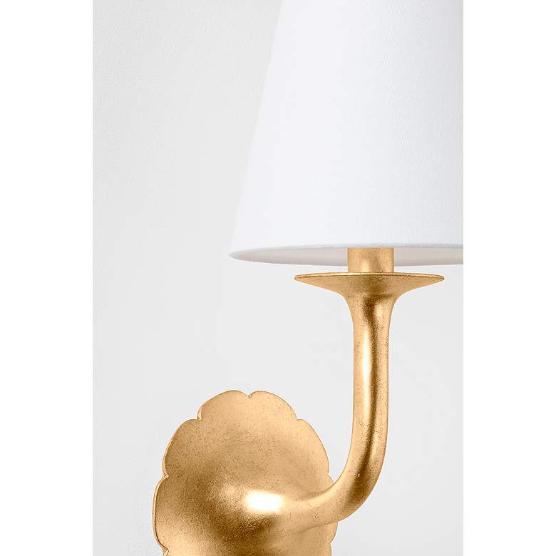 Image 4 Winnipeg 14 3/4" High Vintage Gold Leaf Wall Sconce more views